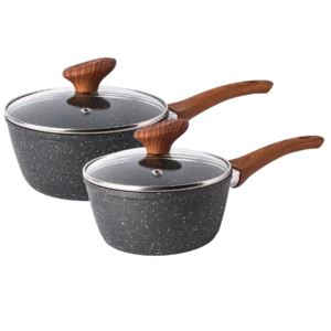 Nuovva Saucepan set for induction hob. Saucepan Set. Saucepan for induction. Gift for new home. Grey Marble Saucepans.