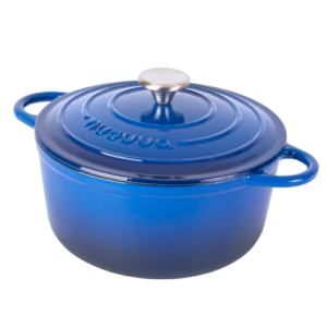 Nuovva Dark Blue Dutch Oven with Lid. Hob to oven Pot.