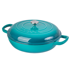 Nuovva Teal Casserole Pot. Shallow Casserole Pan. Casserole dish cast iron with lid. Cast Iron teal. Casserole Pot. Dutch Oven.