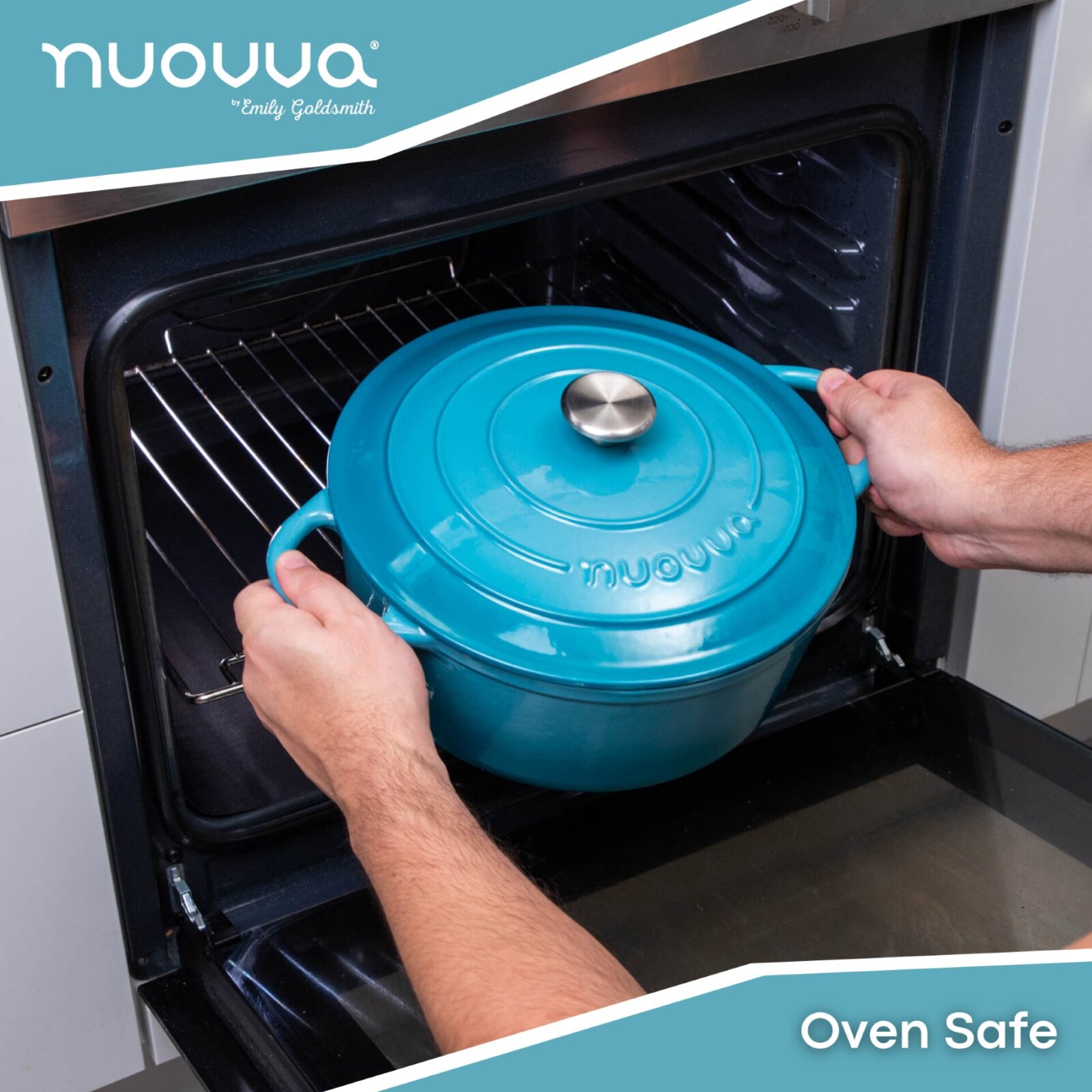 Nuovva Light Blue Dutch oven with lid. Casserole pot for hob to oven cooking. Gift for cooks.