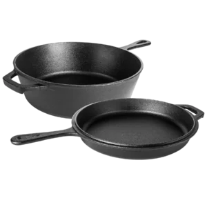 Nuovva Cast Iron Dutch Oven and Skillet Set.