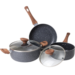 Nuovva 5 piece Kitchen set. Cookware set including frying pan and saucepans.