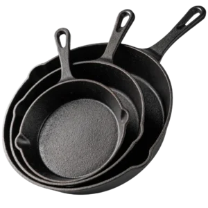 Nuovva Cast Iron Skillet set in 3 sizes. Oven Safe Grill. Gift for Chef.