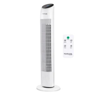 Nuovva tower fan remote control. Keep cool with energy efficient air conditioner.