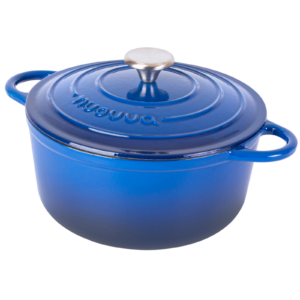 Nuovva Dark Blue Dutch Oven with Lid. Hob to oven Pot.