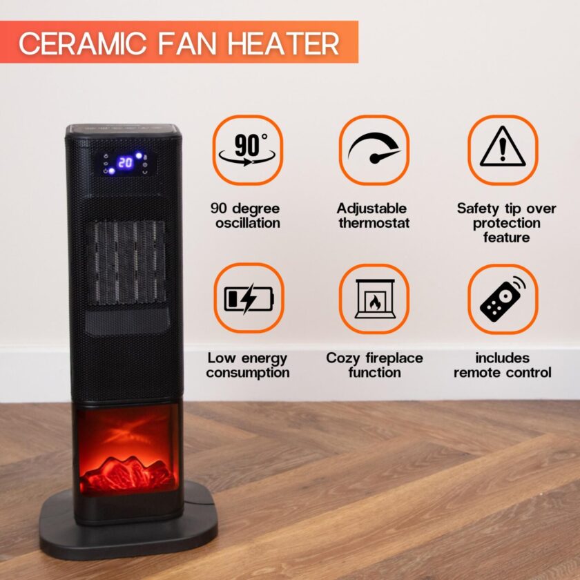 Dual Zone Oscillating Ceramic Heater with Adjustable Thermostat shops and Remote Contr